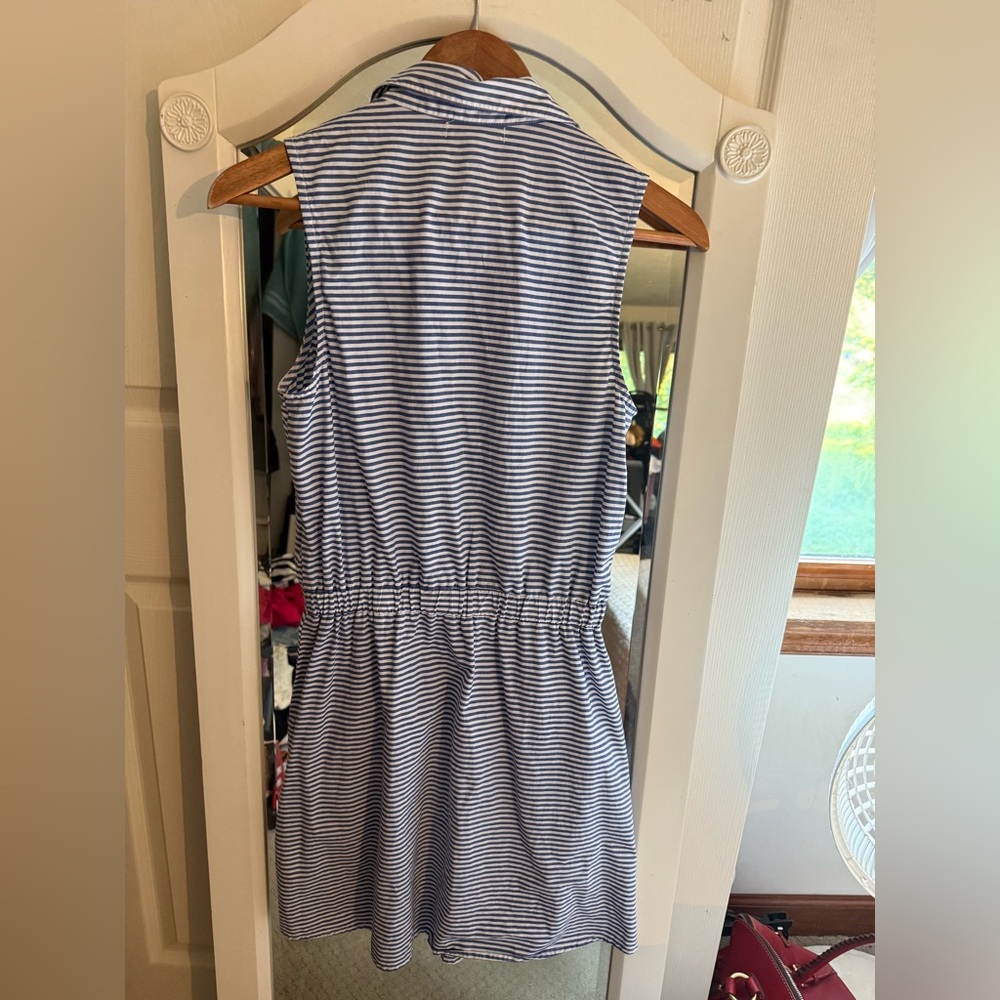 Love Fire sleeveless shirt dress blue and white stripe medium - Picture 2 of 4